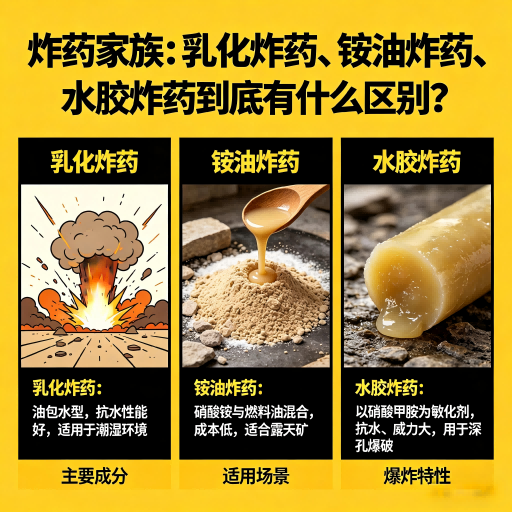 兰西炸药家族：乳化炸药、铵油炸药、水胶炸药到底有什么区别？
